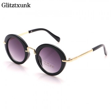 Glitztxunk 2017 Fashion Round Sunglasses Children Brand Designer Sun glasses Vintage Kids Glasses Eyewear UV400 Baby Sunglasses